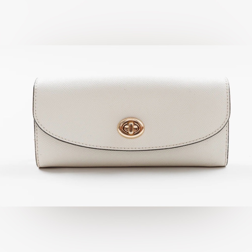 Coach Slim Envelope Wallet With Charms, Crossgrain Cream Leather, Like New